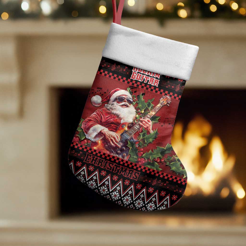 Guitar Christmas Stocking Rocking Santa - Wonder Print Shop