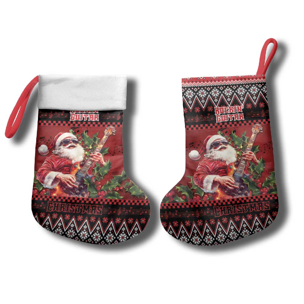 Guitar Christmas Stocking Rocking Santa - Wonder Print Shop