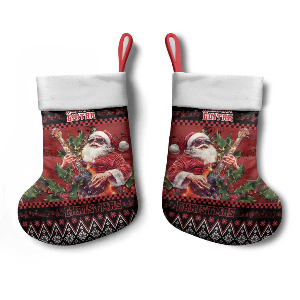 Guitar Christmas Stocking Rocking Santa - Wonder Print Shop