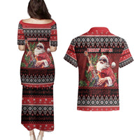 Guitar Christmas Couples Matching Puletasi and Hawaiian Shirt Rocking Santa - Wonder Print Shop