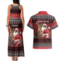 Guitar Christmas Couples Matching Tank Maxi Dress and Hawaiian Shirt Rocking Santa - Wonder Print Shop