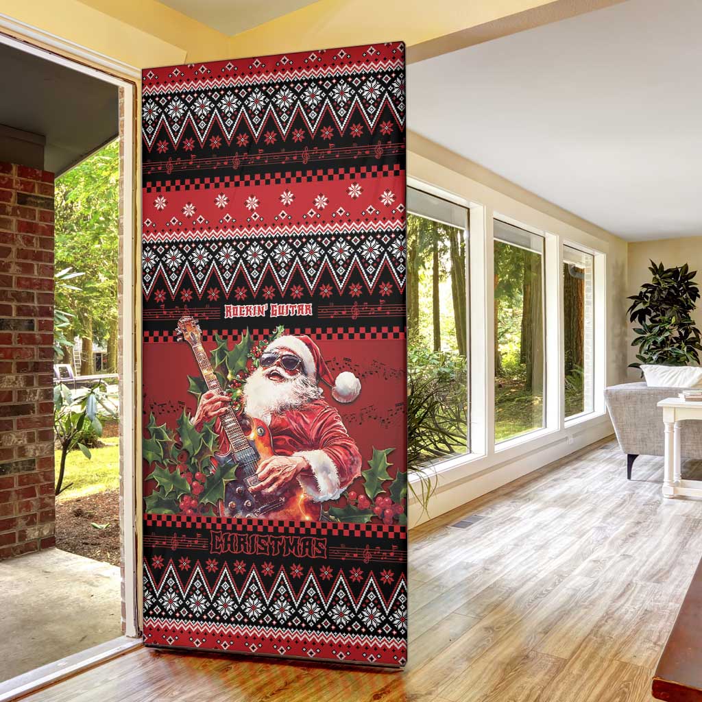 Guitar Christmas Door Cover Rocking Santa - Wonder Print Shop