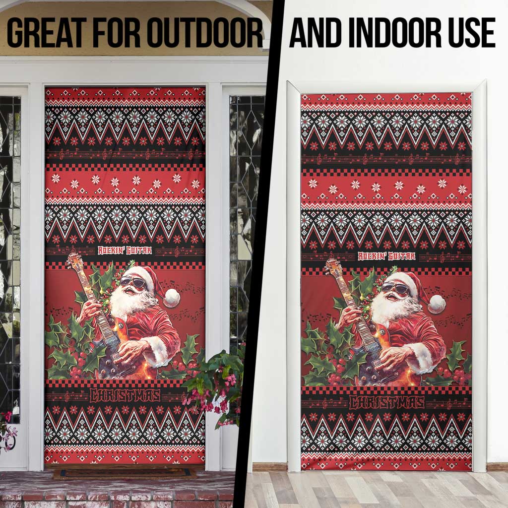 Guitar Christmas Door Cover Rocking Santa - Wonder Print Shop
