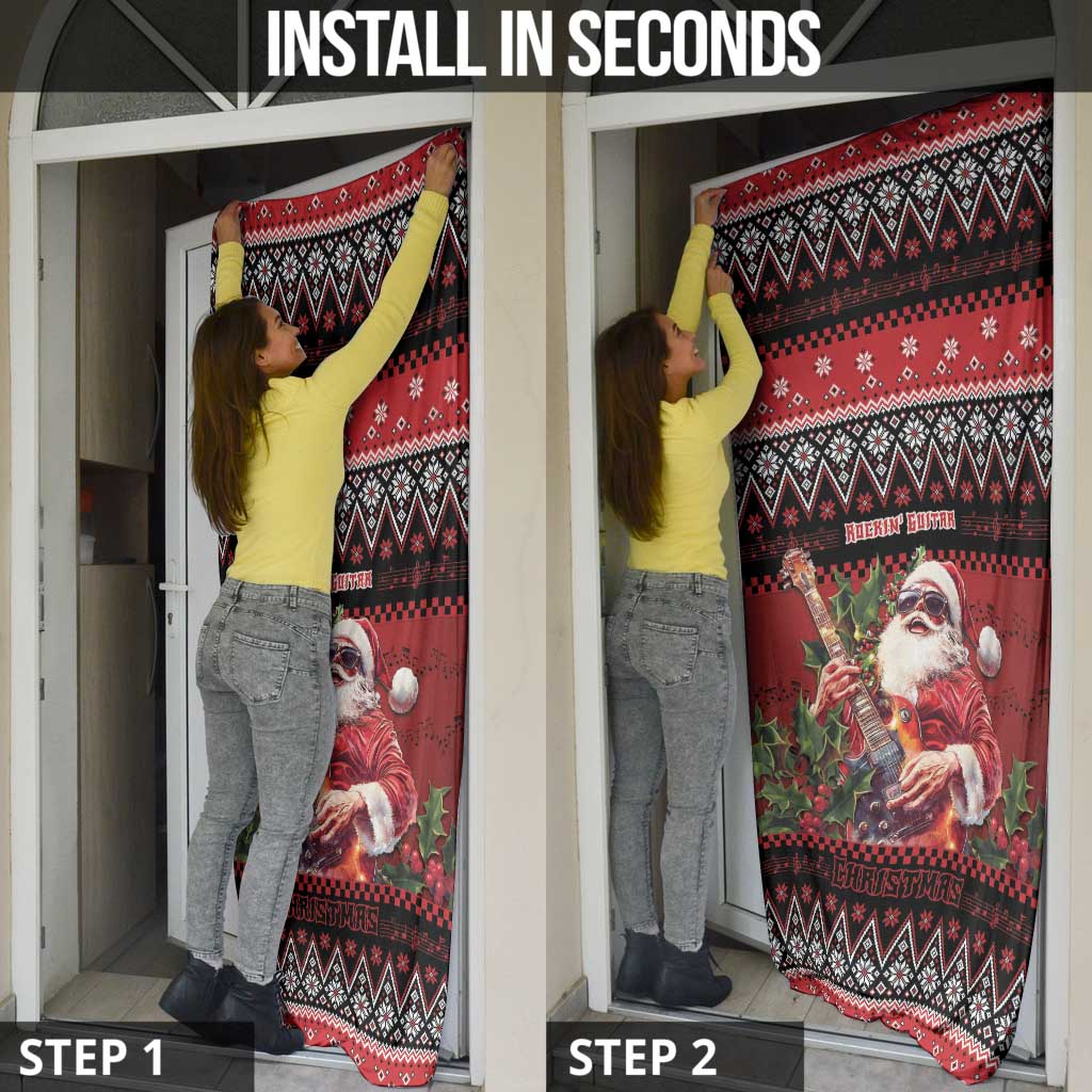Guitar Christmas Door Cover Rocking Santa - Wonder Print Shop