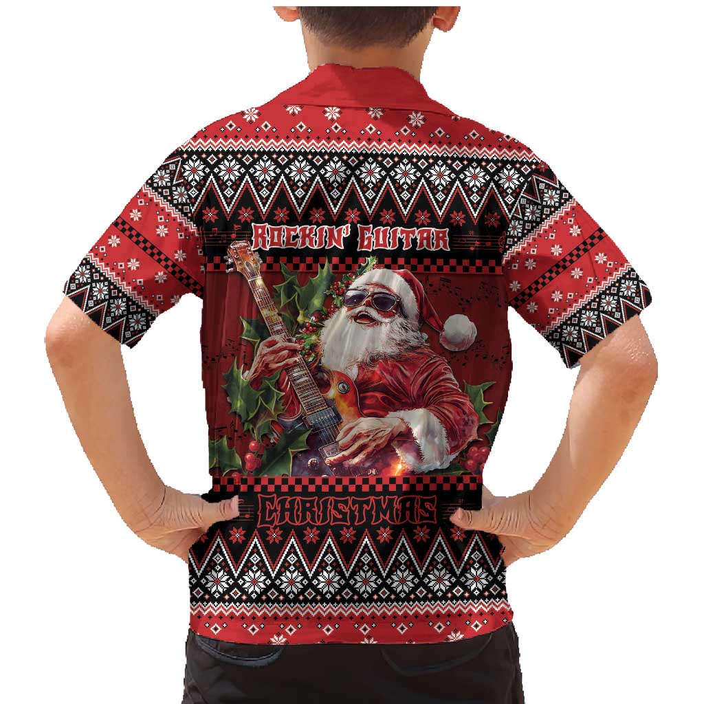 Guitar Christmas Family Matching Mermaid Dress and Hawaiian Shirt Rocking Santa - Wonder Print Shop