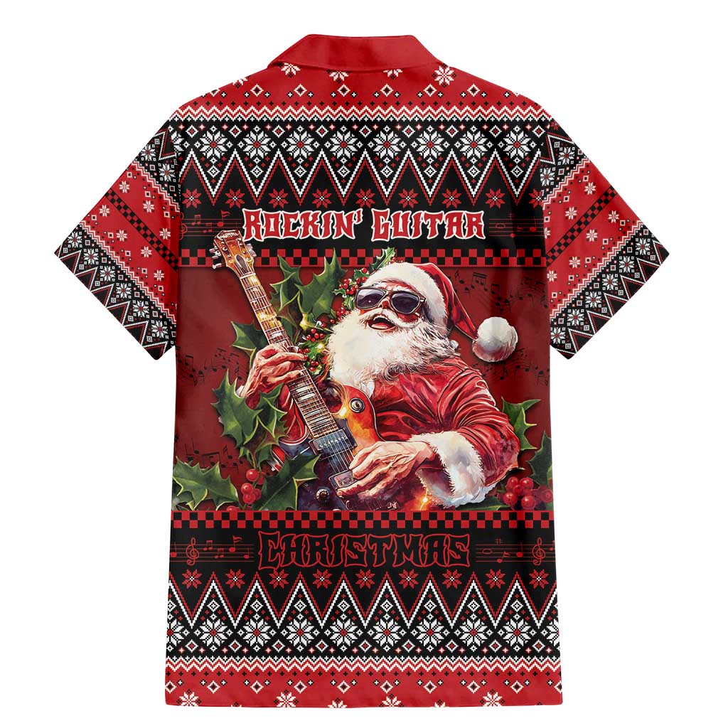 Guitar Christmas Family Matching Mermaid Dress and Hawaiian Shirt Rocking Santa - Wonder Print Shop