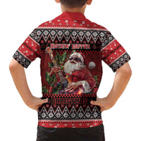 Guitar Christmas Family Matching Off The Shoulder Long Sleeve Dress and Hawaiian Shirt Rocking Santa - Wonder Print Shop