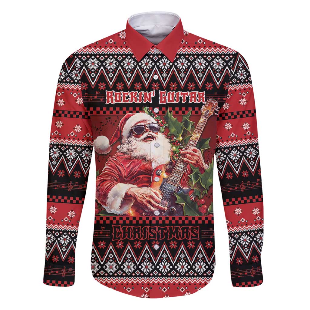 Guitar Christmas Family Matching Puletasi and Hawaiian Shirt Rocking Santa - Wonder Print Shop