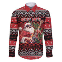 Guitar Christmas Family Matching Puletasi and Hawaiian Shirt Rocking Santa - Wonder Print Shop