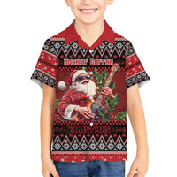 Guitar Christmas Family Matching Puletasi and Hawaiian Shirt Rocking Santa - Wonder Print Shop