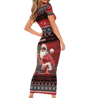 Guitar Christmas Family Matching Short Sleeve Bodycon Dress and Hawaiian Shirt Rocking Santa - Wonder Print Shop