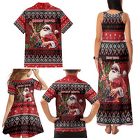 Guitar Christmas Family Matching Tank Maxi Dress and Hawaiian Shirt Rocking Santa - Wonder Print Shop