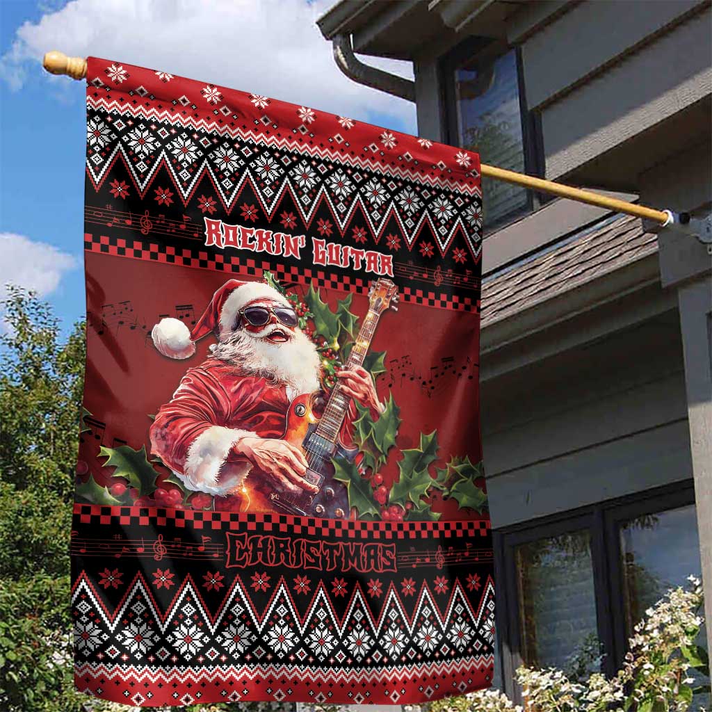 Guitar Christmas Garden Flag Rocking Santa - Wonder Print Shop