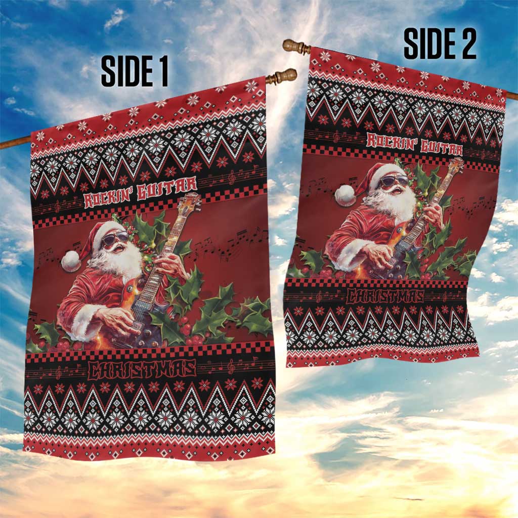 Guitar Christmas Garden Flag Rocking Santa - Wonder Print Shop