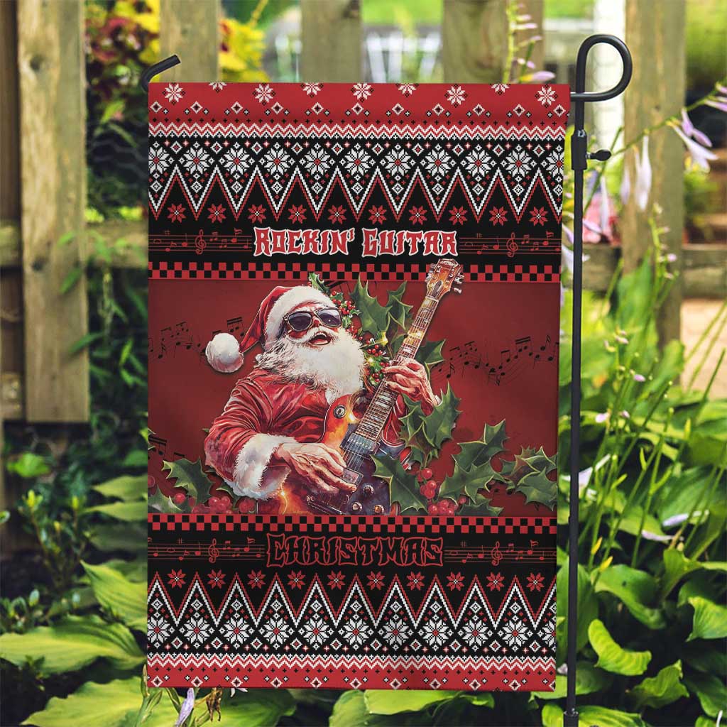 Guitar Christmas Garden Flag Rocking Santa - Wonder Print Shop