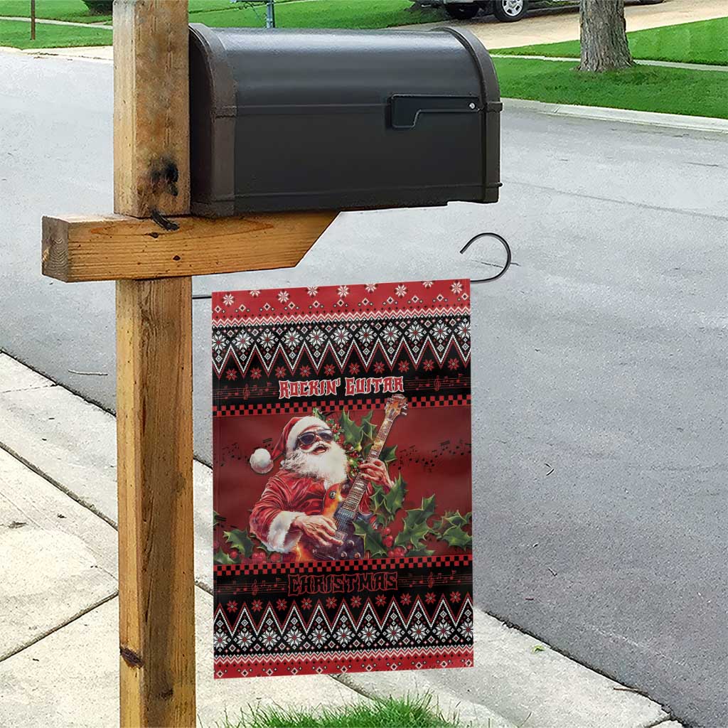 Guitar Christmas Garden Flag Rocking Santa - Wonder Print Shop