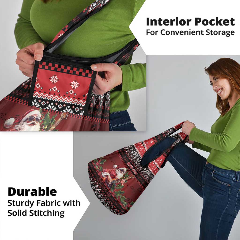 Guitar Christmas Grocery Bag Rocking Santa - Wonder Print Shop