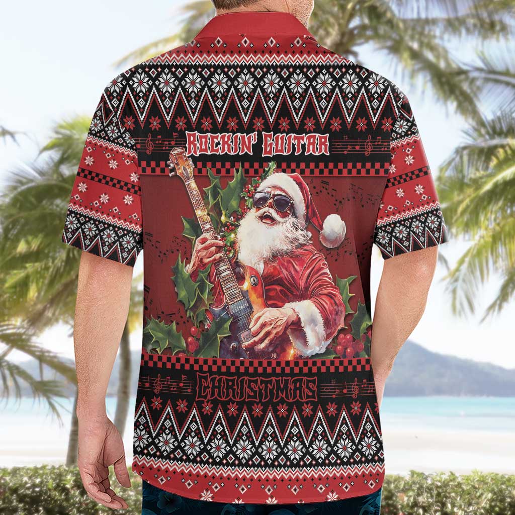 Guitar Christmas Hawaiian Shirt Rocking Santa - Wonder Print Shop