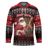 Guitar Christmas Hockey Jersey Rocking Santa - Wonder Print Shop
