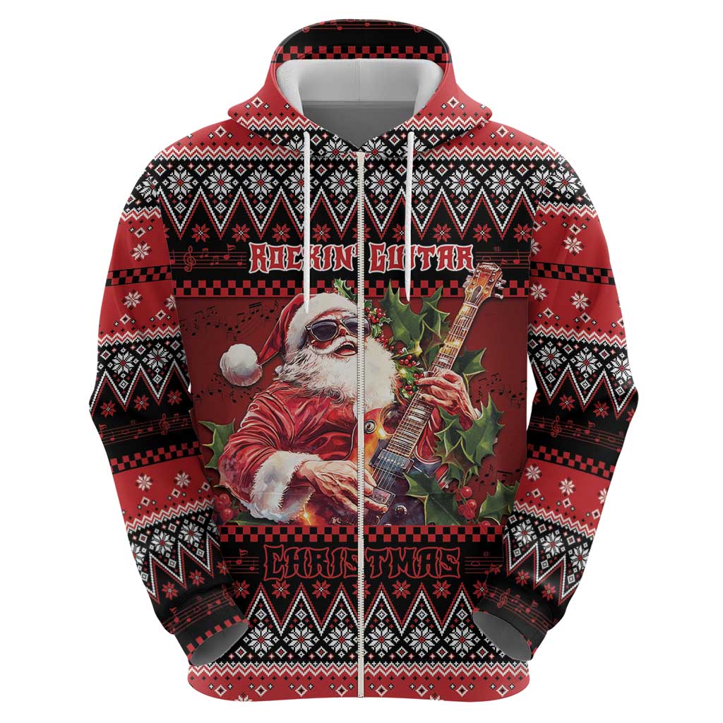 Guitar Christmas Hoodie Rocking Santa - Wonder Print Shop