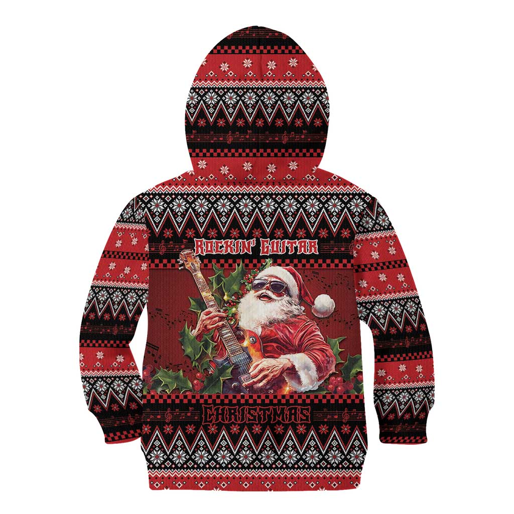 Guitar Christmas Kid Hoodie Rocking Santa - Wonder Print Shop