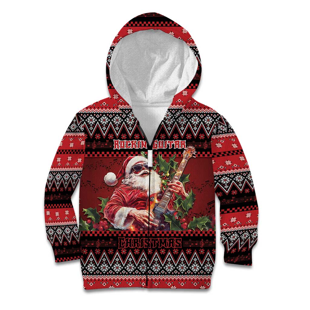 Guitar Christmas Kid Hoodie Rocking Santa - Wonder Print Shop