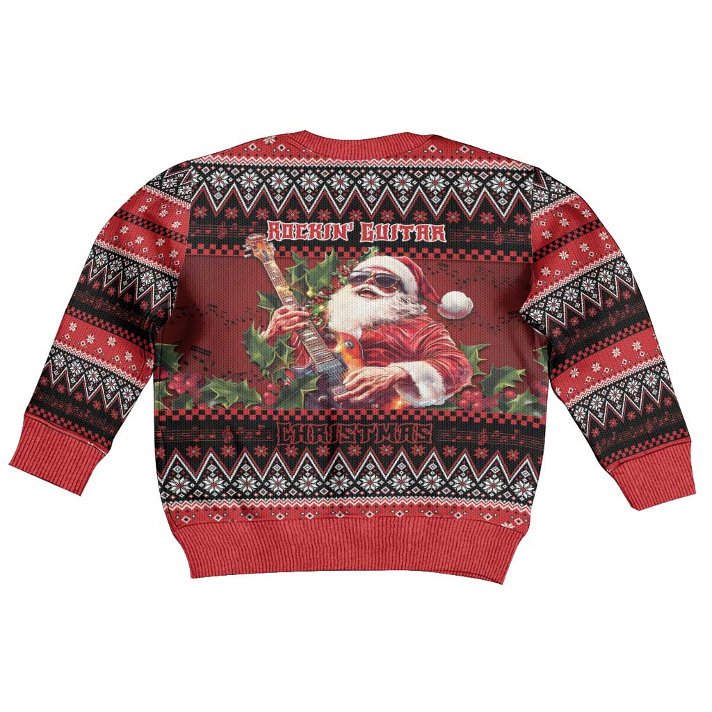 Guitar Christmas Kid Ugly Christmas Sweater Rocking Santa - Wonder Print Shop