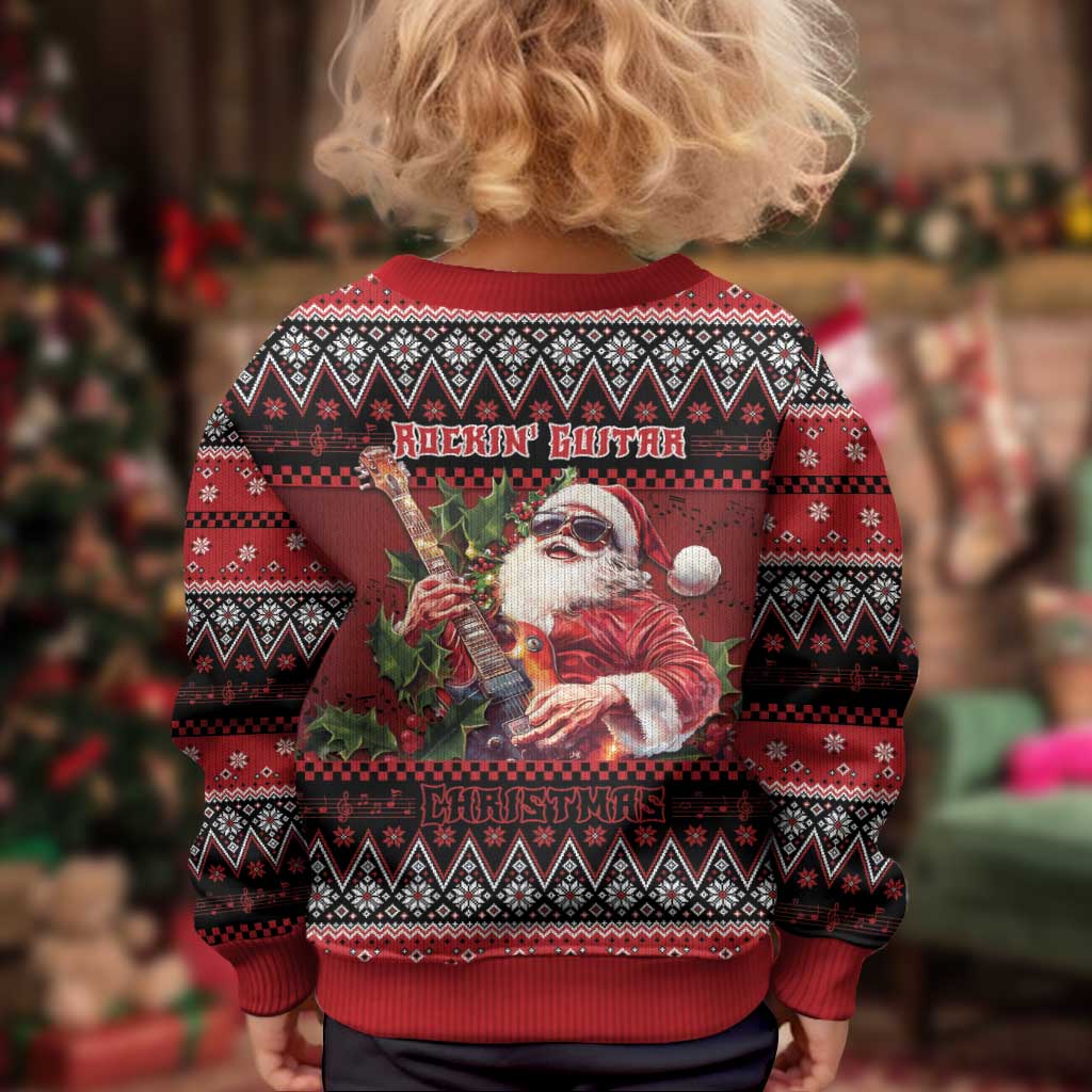 Guitar Christmas Kid Ugly Christmas Sweater Rocking Santa - Wonder Print Shop