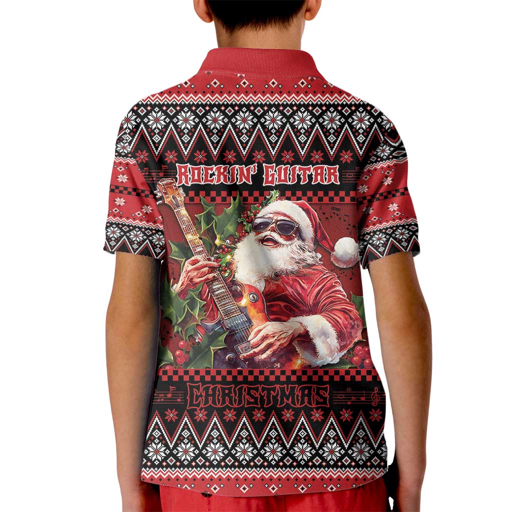 Guitar Christmas Kid Polo Shirt Rocking Santa - Wonder Print Shop