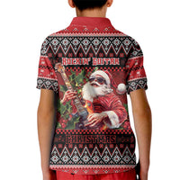 Guitar Christmas Kid Polo Shirt Rocking Santa - Wonder Print Shop