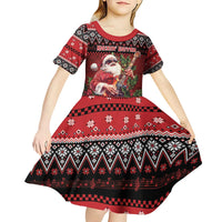 Guitar Christmas Kid Short Sleeve Dress Rocking Santa - Wonder Print Shop