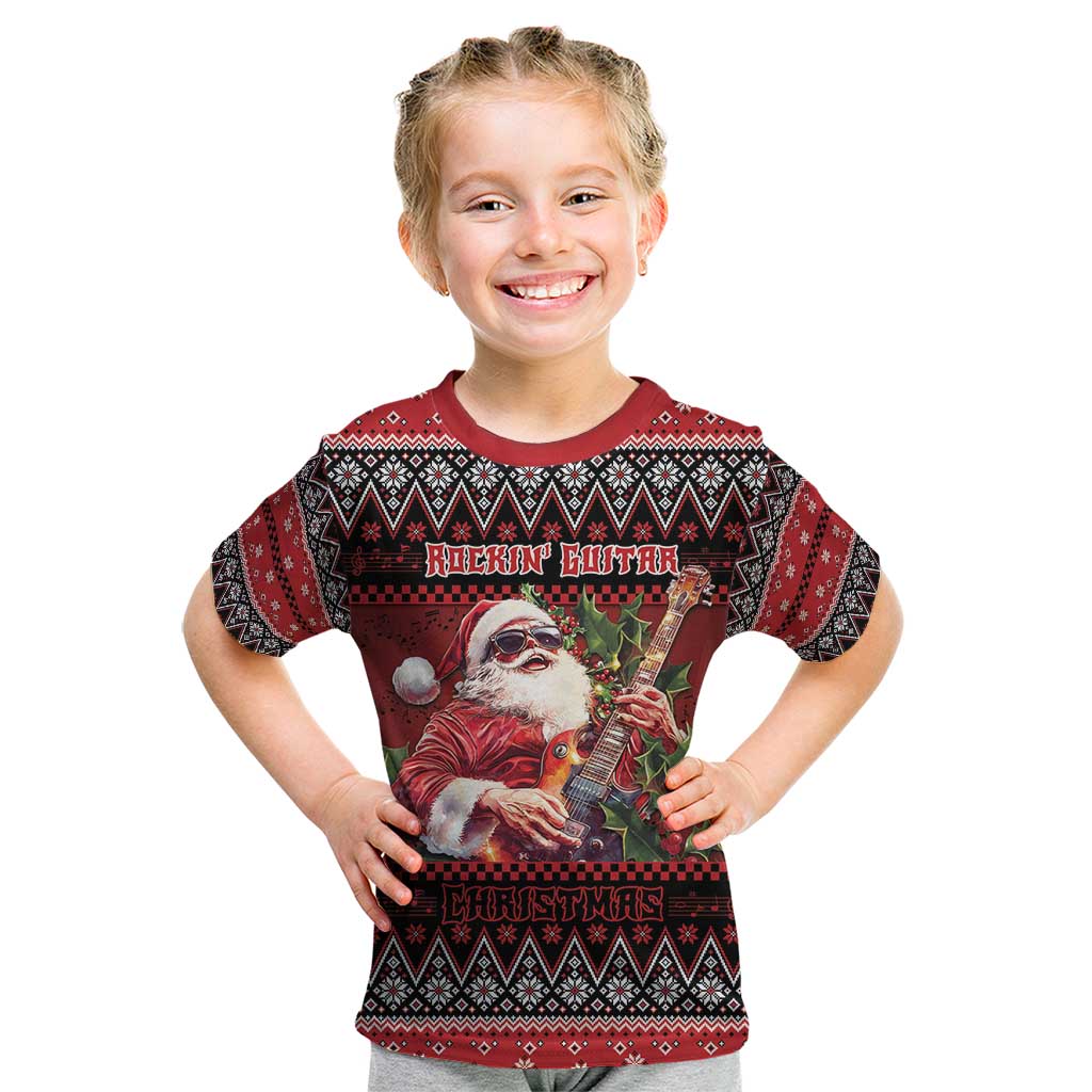 Guitar Christmas Kid T Shirt Rocking Santa - Wonder Print Shop