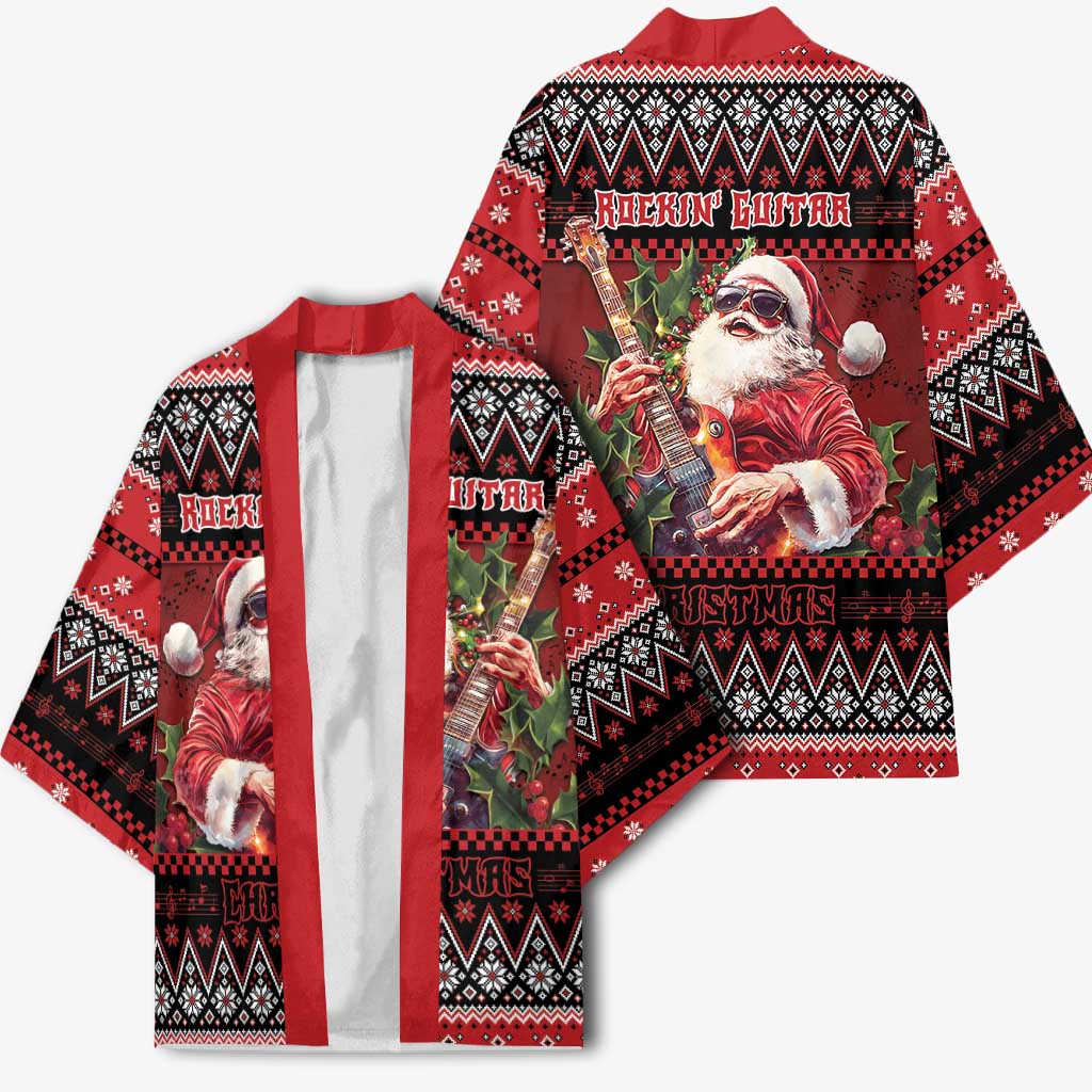 Guitar Christmas Kimono Rocking Santa - Wonder Print Shop