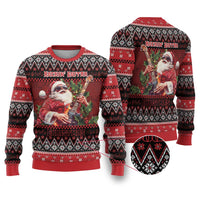 Guitar Christmas Ugly Christmas Sweater Rocking Santa - Wonder Print Shop