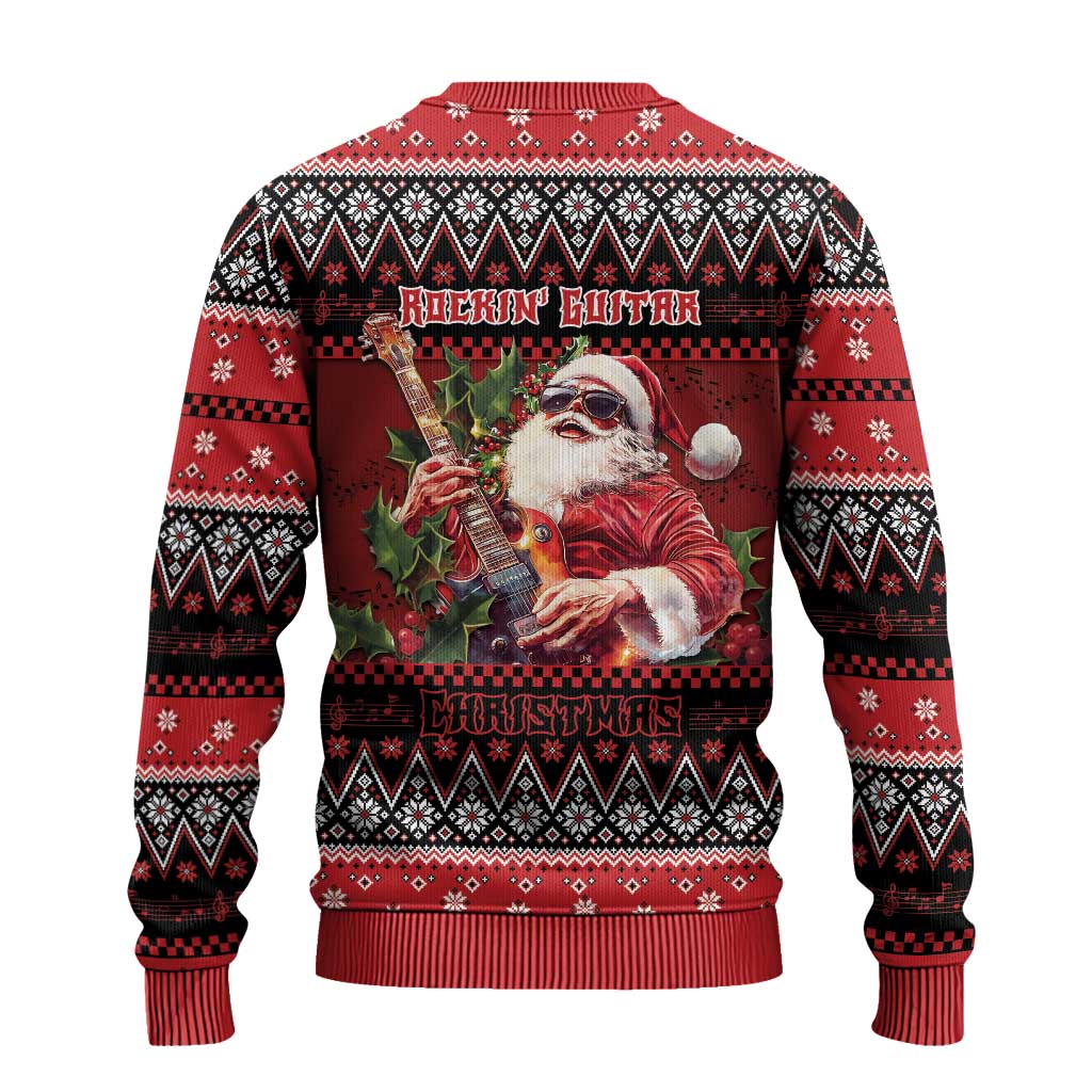 Guitar Christmas Ugly Christmas Sweater Rocking Santa - Wonder Print Shop