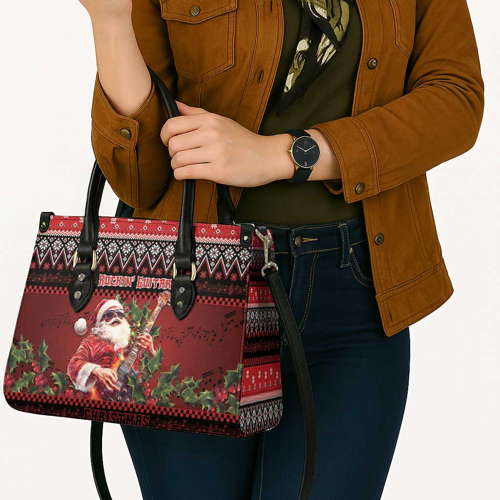 Guitar Christmas Leather Bag Rocking Santa - Wonder Print Shop