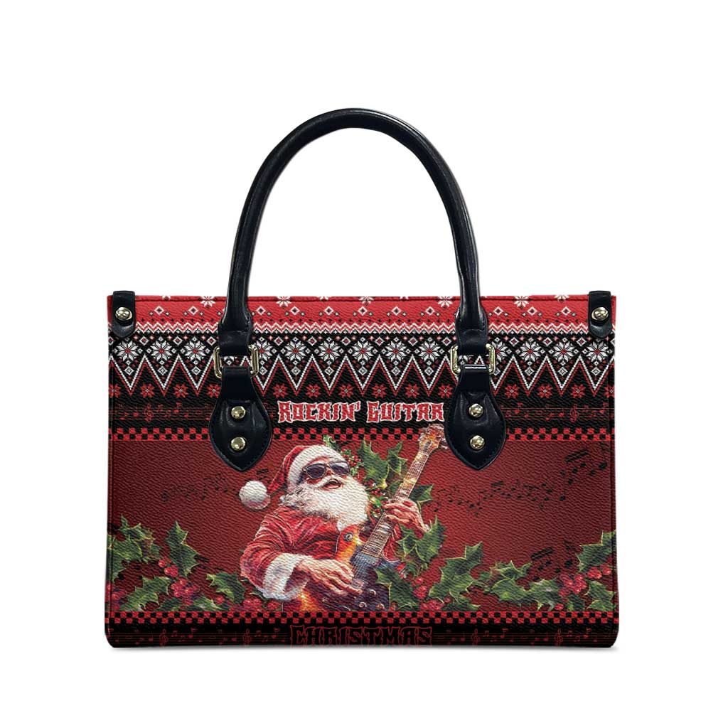 Guitar Christmas Leather Bag Rocking Santa - Wonder Print Shop
