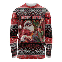 Guitar Christmas Long Sleeve Shirt Rocking Santa - Wonder Print Shop