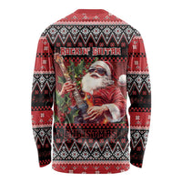 Guitar Christmas Long Sleeve Shirt Rocking Santa - Wonder Print Shop