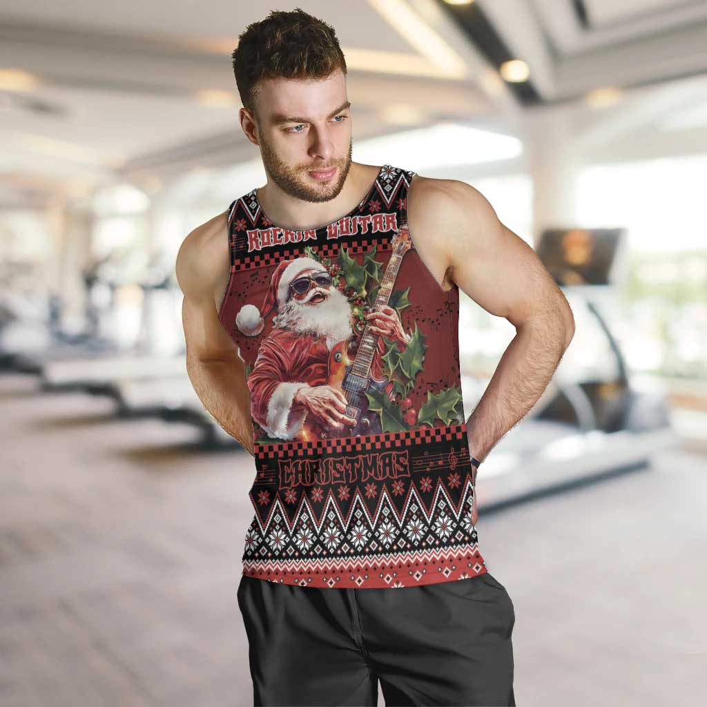 Guitar Christmas Men Tank Top Rocking Santa - Wonder Print Shop