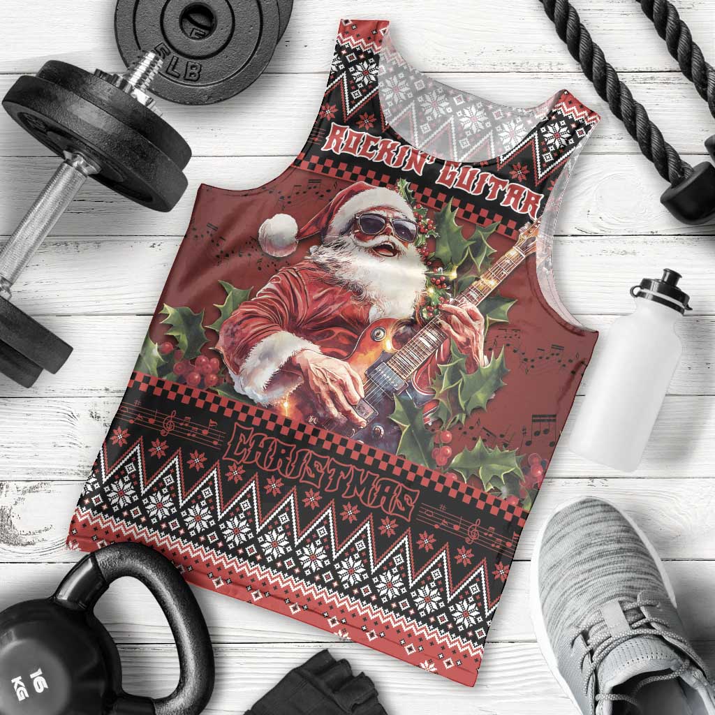 Guitar Christmas Men Tank Top Rocking Santa - Wonder Print Shop