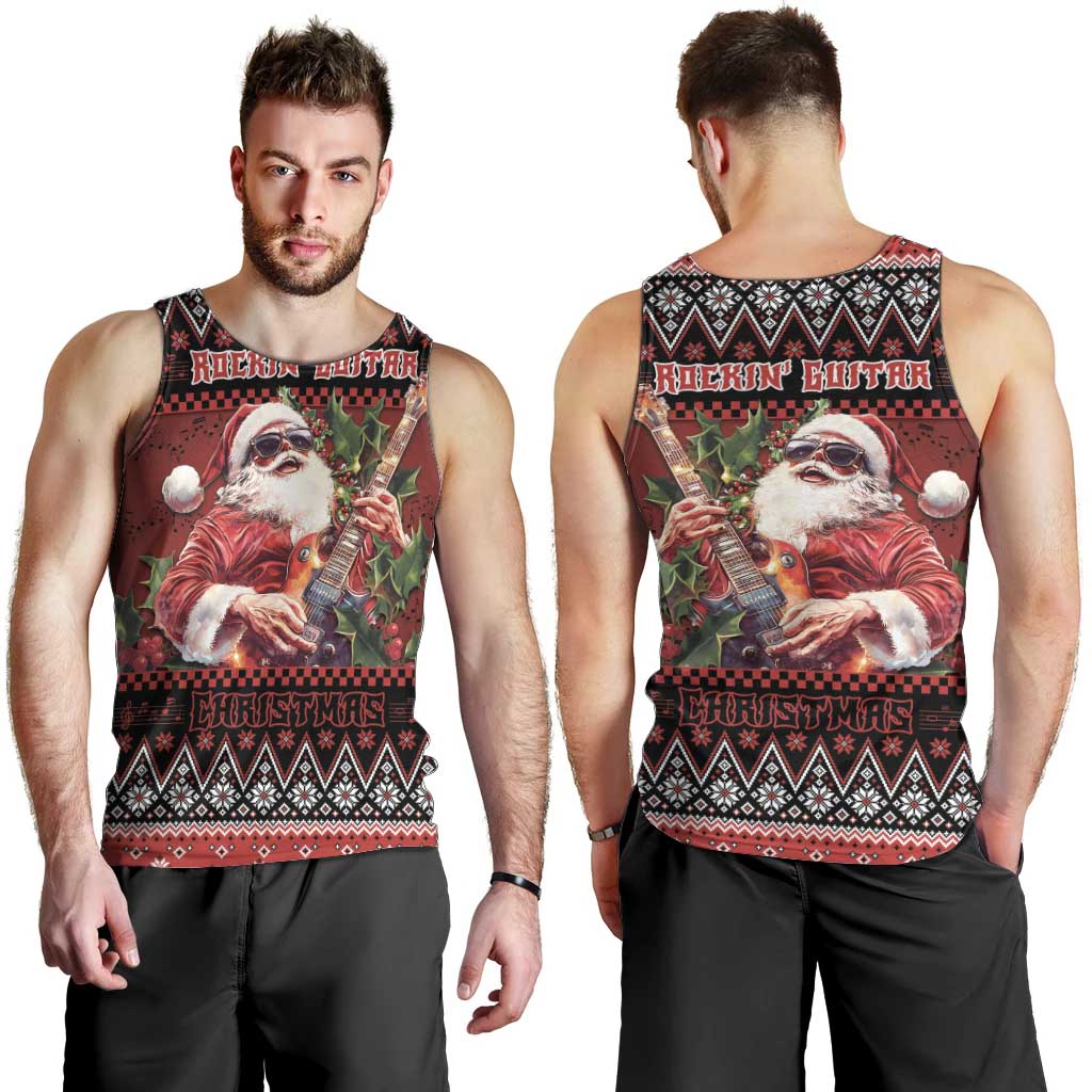 Guitar Christmas Men Tank Top Rocking Santa - Wonder Print Shop