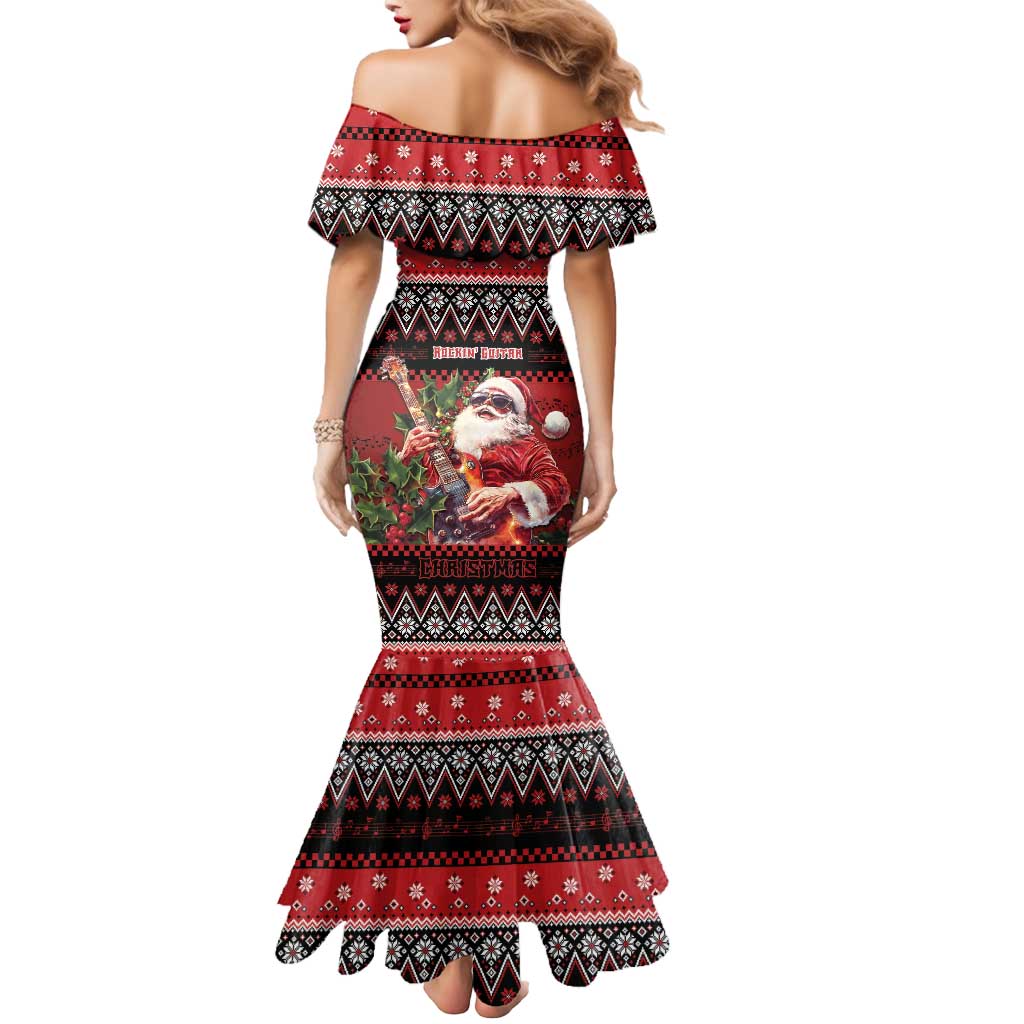 Guitar Christmas Mermaid Dress Rocking Santa - Wonder Print Shop