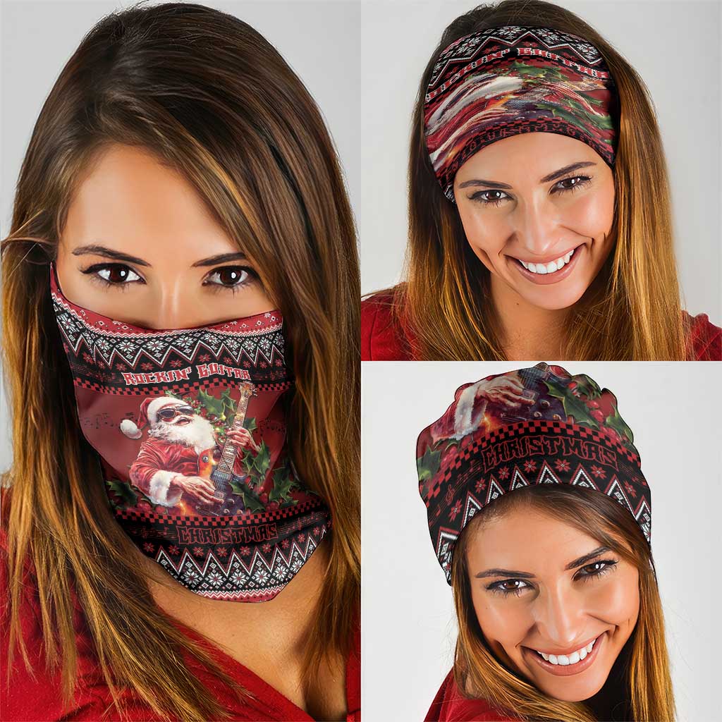 Guitar Christmas Neck Gaiter Rocking Santa - Wonder Print Shop