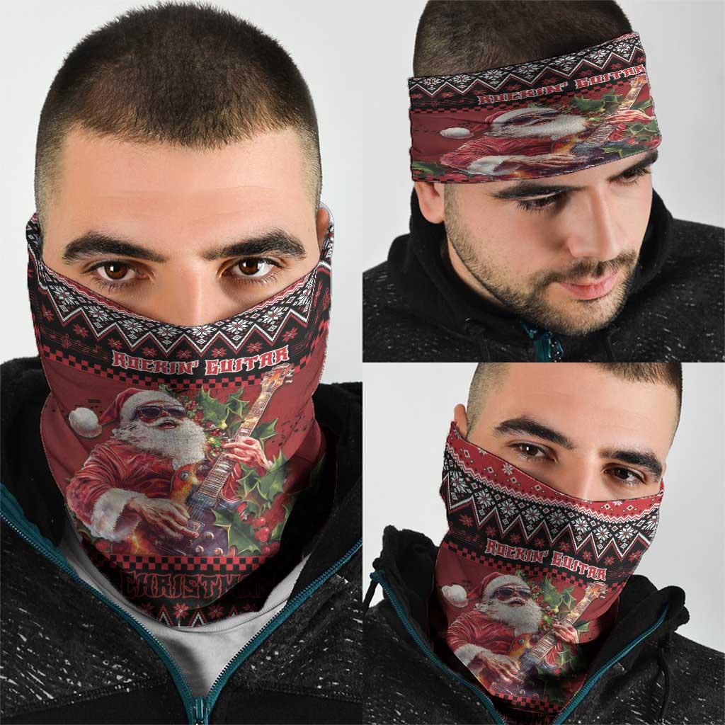 Guitar Christmas Neck Gaiter Rocking Santa - Wonder Print Shop