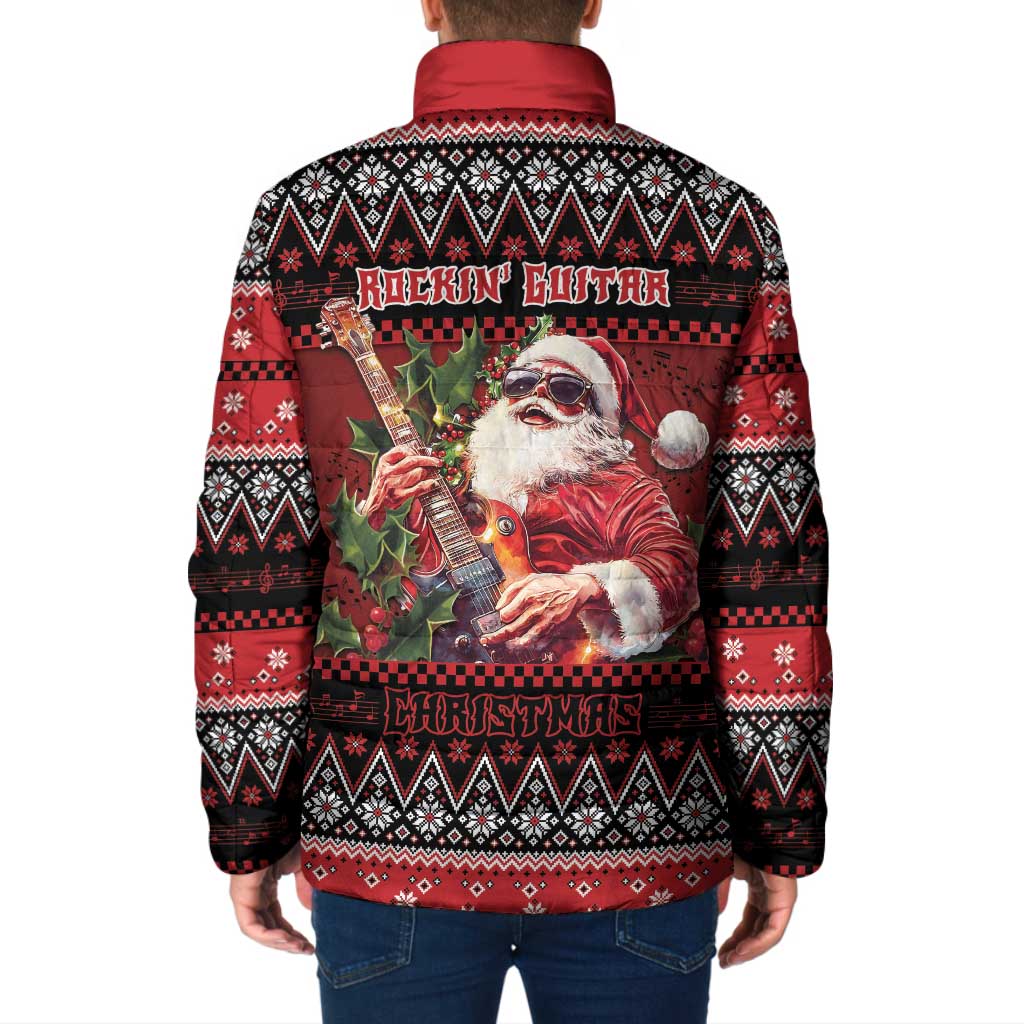 Guitar Christmas Padded Jacket Rocking Santa - Wonder Print Shop