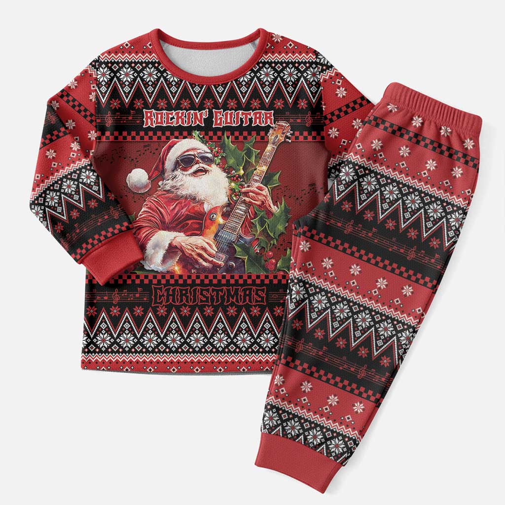 Guitar Christmas Pajama Set Rocking Santa - Wonder Print Shop