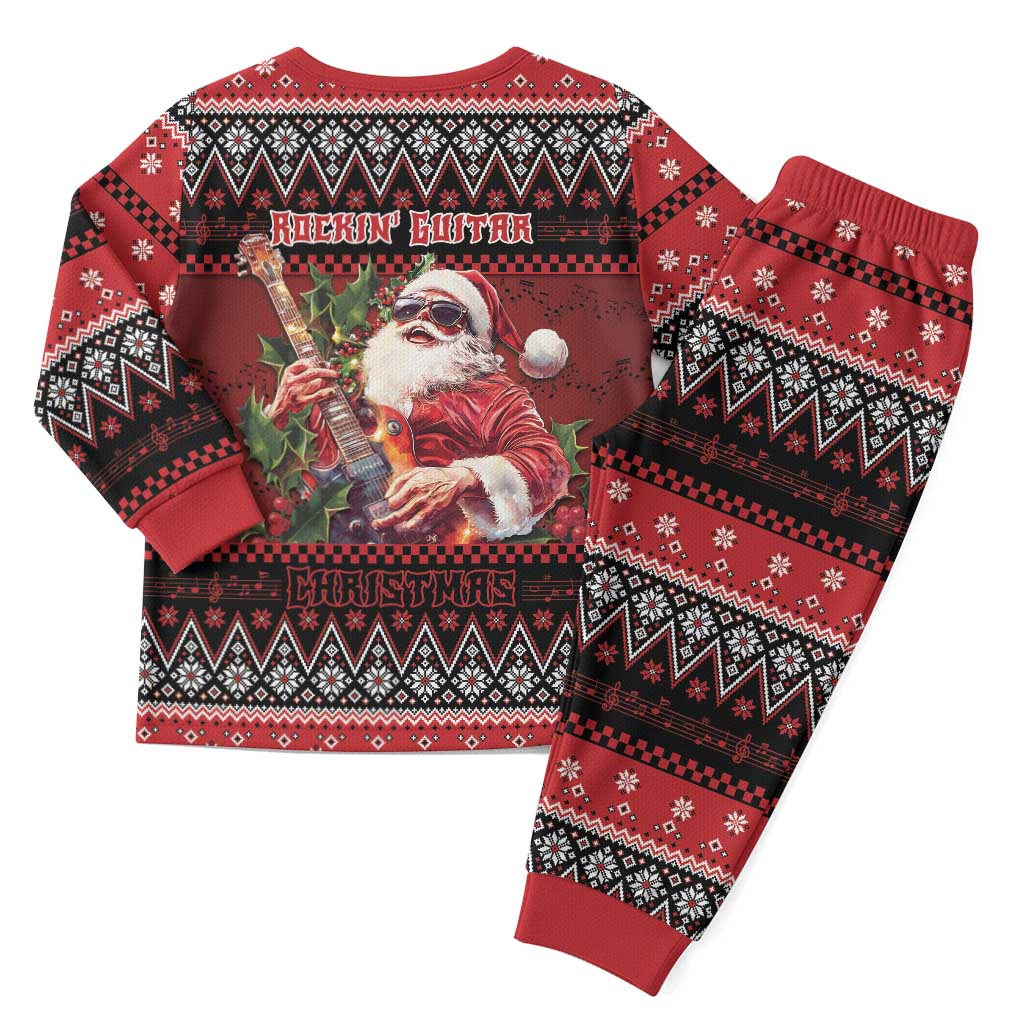 Guitar Christmas Pajama Set Rocking Santa - Wonder Print Shop