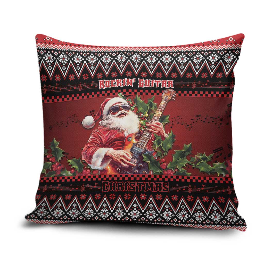 Guitar Christmas Pillow Cover Rocking Santa - Wonder Print Shop