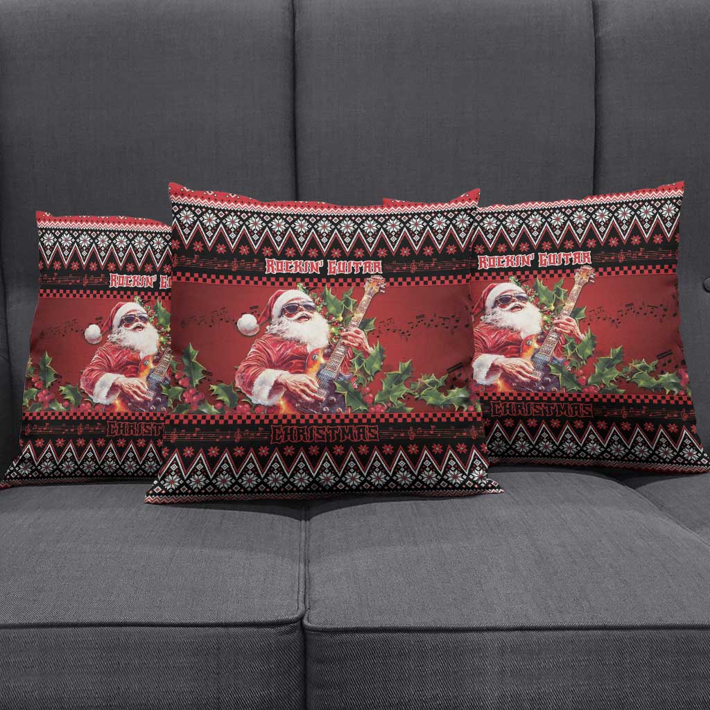 Guitar Christmas Pillow Cover Rocking Santa - Wonder Print Shop